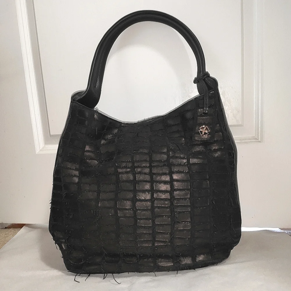 DESMO Large Croc Effect Leather Carrie Hobo